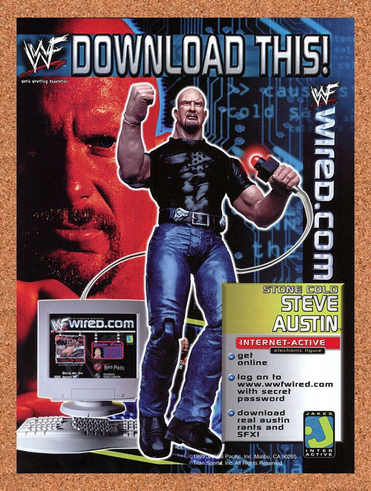 WWF Wired PC Original 1998 Ad Authentic Stone Cold Wrestling Video Game Promo