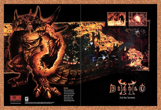 1999 Diablo II Lava Variant Original Advertisement / Retro Wall Art v16
