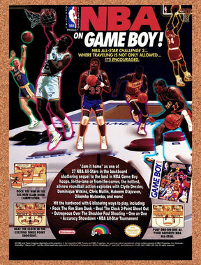 1992 NBA All-Star Challenge 2 Game Boy Original Advertisement / Retro Promo v1