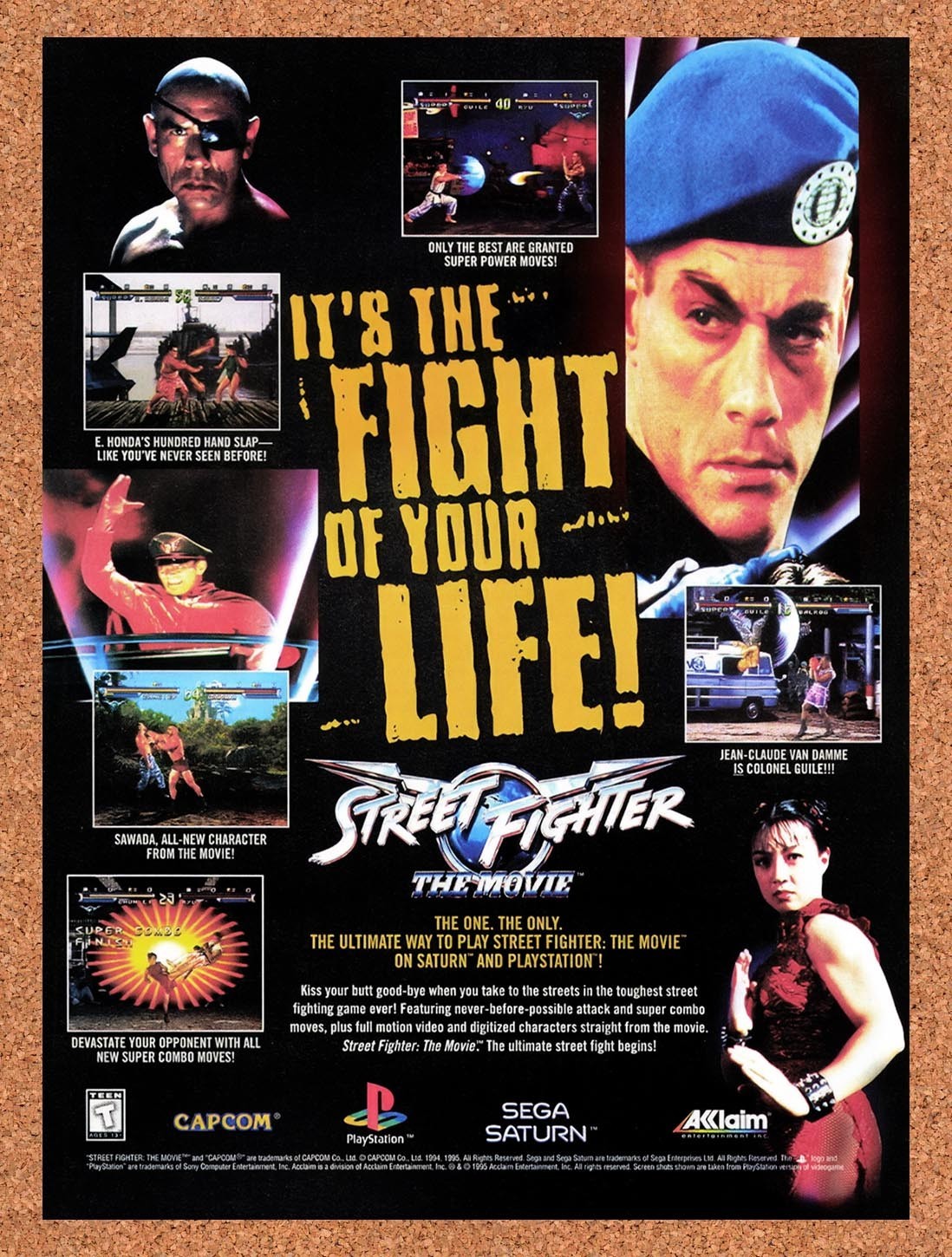 1995 Street Fighter Movie Saturn Original Advertisement / Retro Promo v4