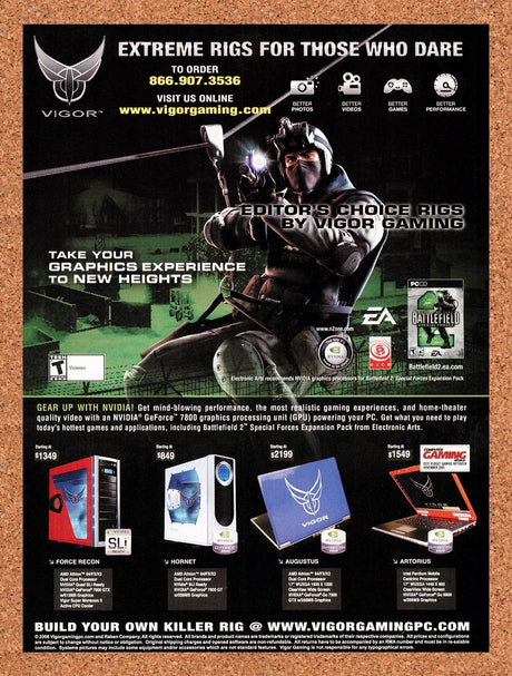 2006 Battlefield 2 Special Forces Vigor Gaming Rigs Original Ad / Promo v3