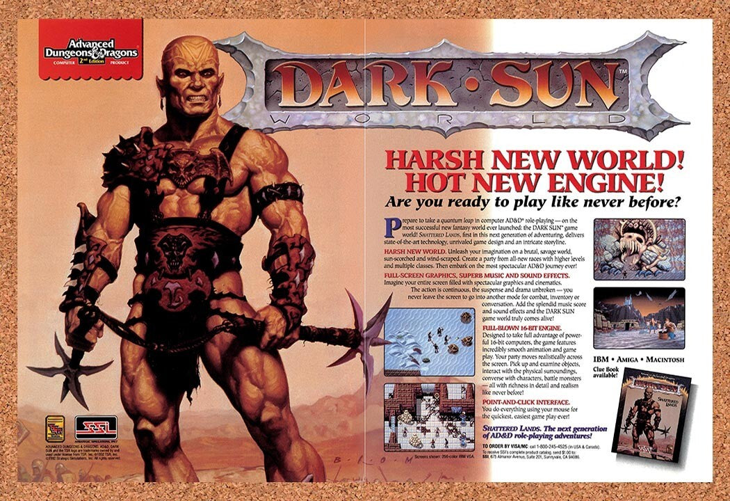 1992 Advanced Dungeons & Dragons Dark Sun IBM Original Ad / Retro Promo v2