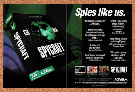 1996 Spycraft The Great Game PC Original Advertisement / Retro Promo v8