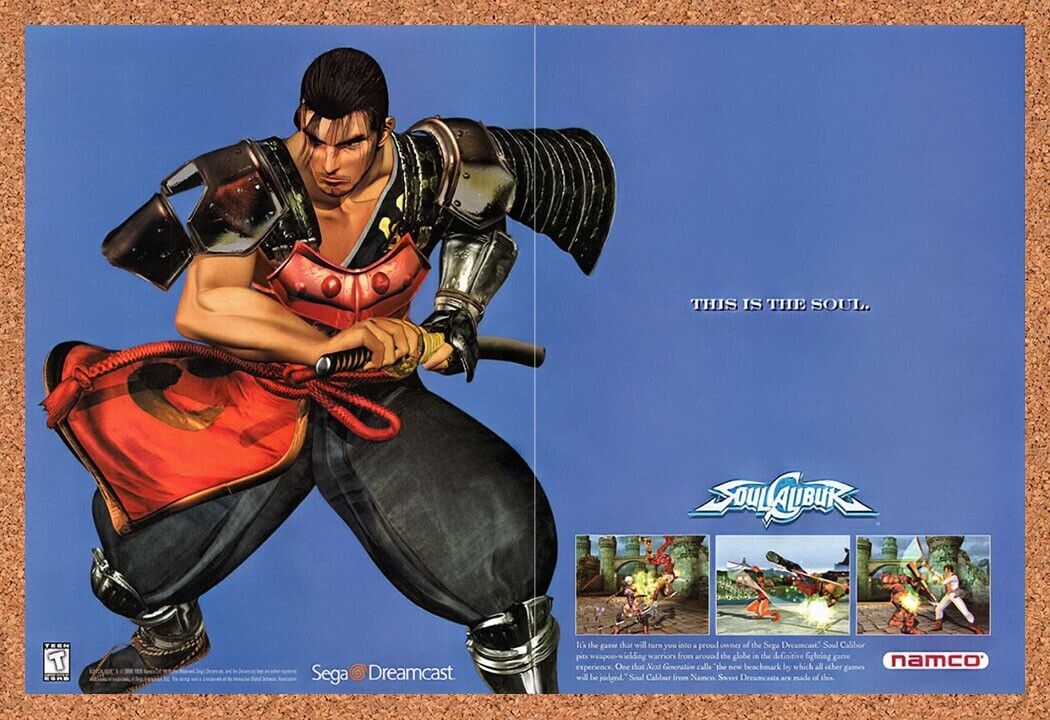 1998 SoulCalibur Dreamcast Original Advertisement / Retro Wall Art v1