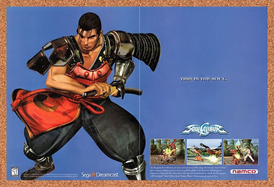 1998 SoulCalibur Dreamcast Original Advertisement / Retro Wall Art v1