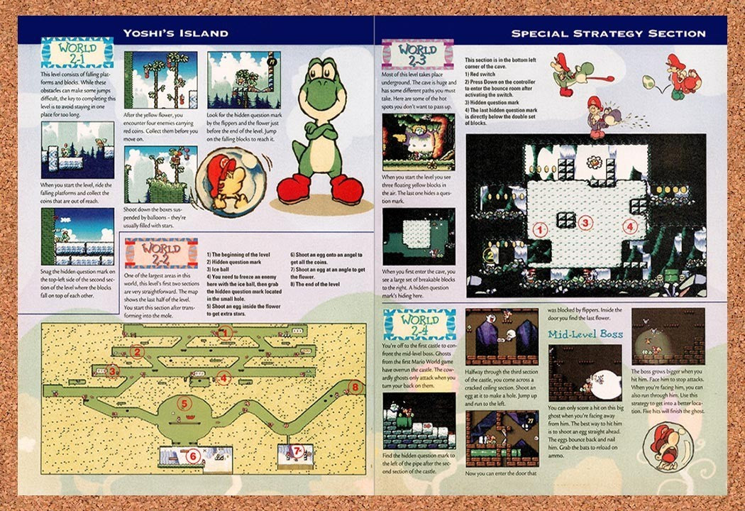 1995 Mario World 2 Yoshi's Island World 2-1 - 2-4 Tips Original Ad / Promo vr2