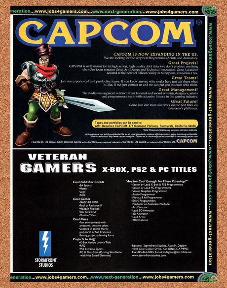 Capcom Jobs for Gamers Original 2000 Vintage Ad - Video Game Promo