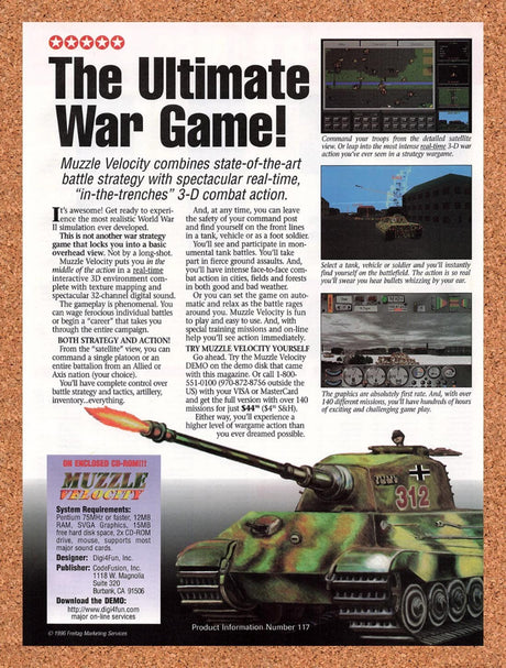 1997 Muzzle Velocity PC Original Advertisement / Retro Promo v1