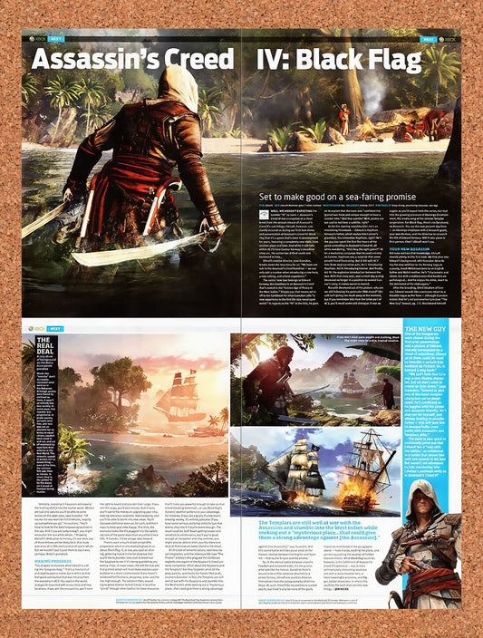 2012 Assassins Creed IV Black Flag Xbox 360 Original 4-Part Ad / Wall Art v6