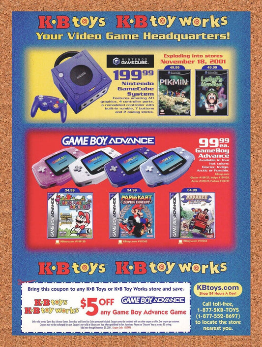 Nintendo Original 2002 Print Ad Authentic KB Toys Kaybee Video Game Rebate Promo