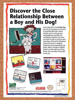 1993 Family Dog SNES Original Advertisement / Retro Wall Art v1