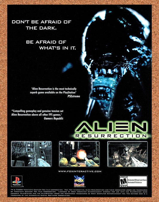 Alien Resurrection PS1 Original 2002 Print Ad Authentic Horror Video Game Promo