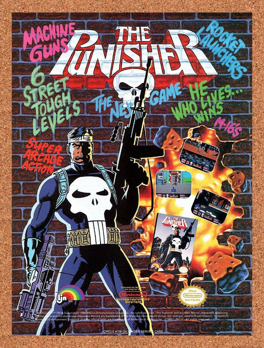 1990 The Punisher  NES Original Advertisement / Retro Wall Art v4