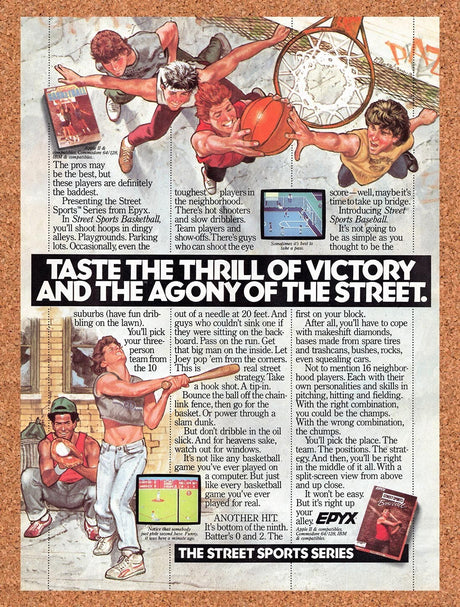 1987 Street Sports Baseball Apple II Original Advertisement / Retro Wall Art v1