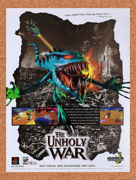 1998 Unholy War PS1 Original Advertisement / Retro Wall Art v1