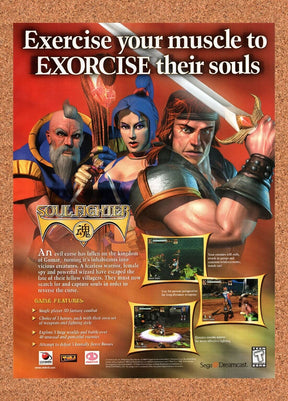 1999 Soul Fighter Dreamcast Original Advertisement / Retro Wall Art v2