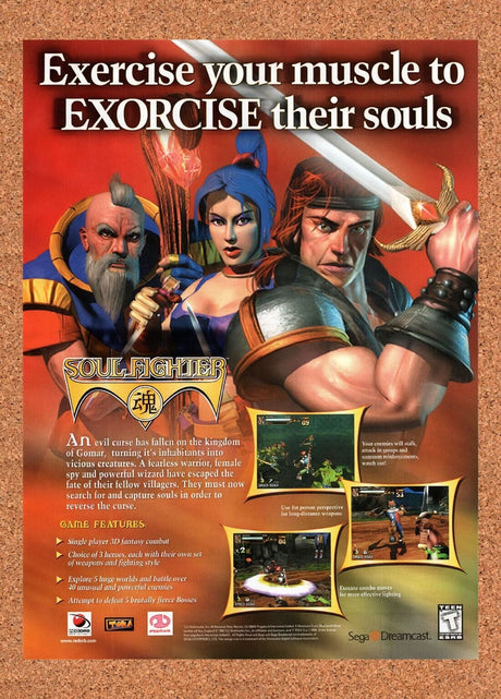 1999 Soul Fighter Dreamcast Original Advertisement / Retro Wall Art v2