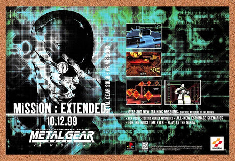 1999 Metal Gear Solid VR Missions PS1 Original Advertisement / Retro Promo v3