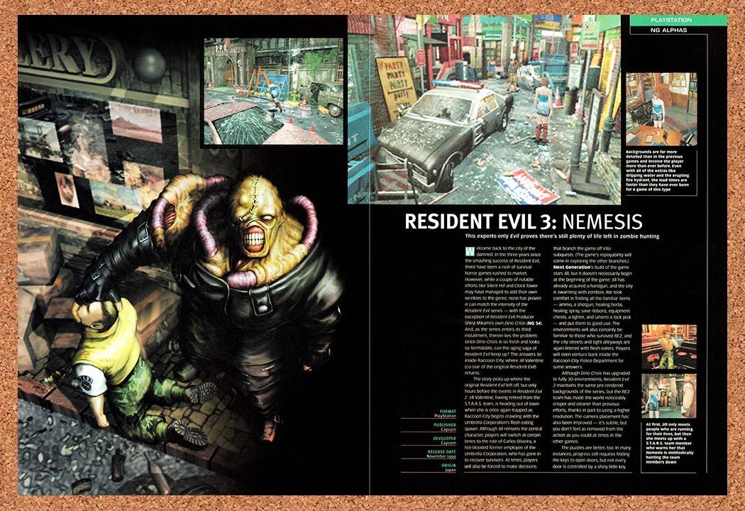 1999 Resident Evil 3 Nemesis PS1 Original Advertisement / Retro Promo vr3