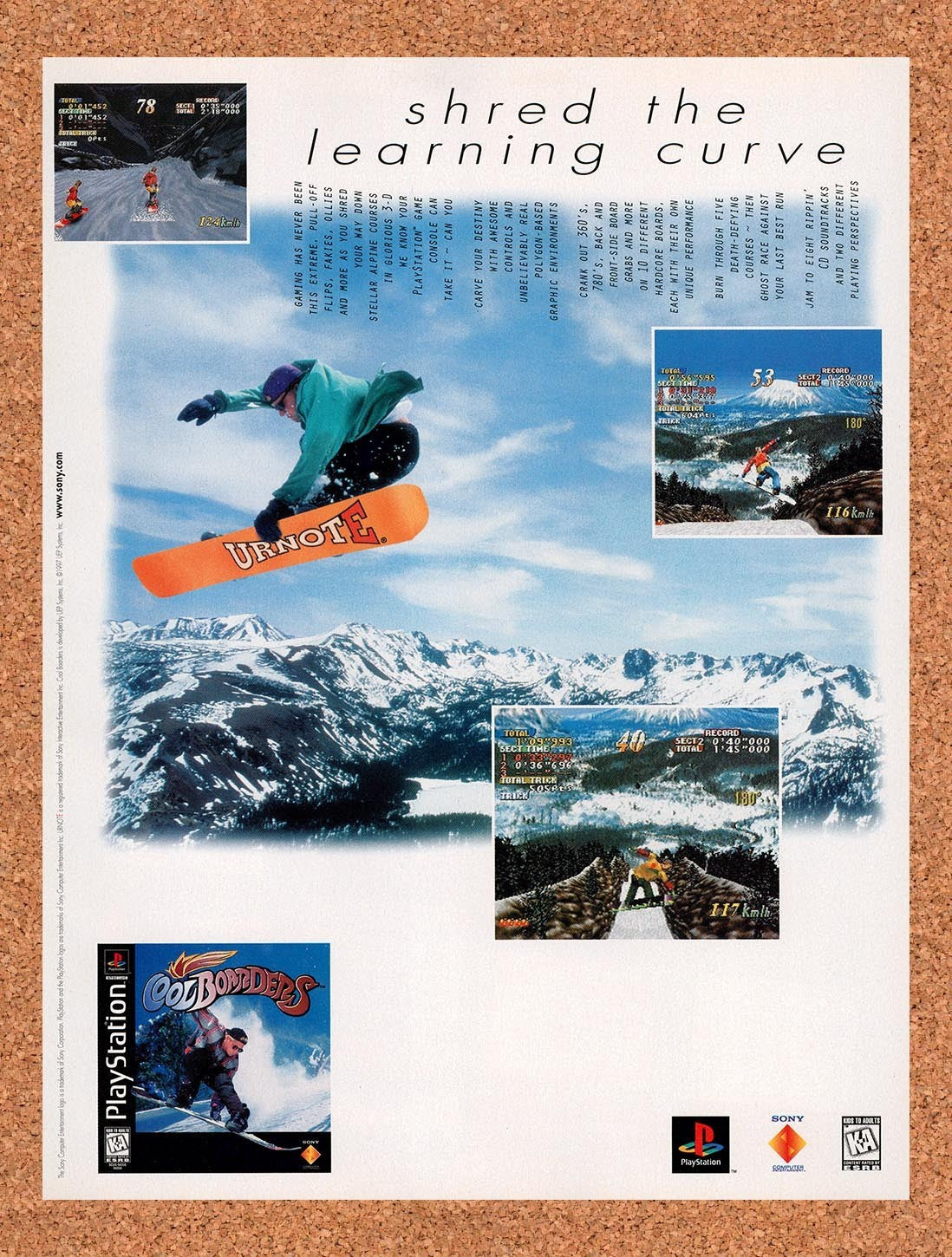 1997 Cool Boarders PS1 Original Advertisement / Retro Promo v1