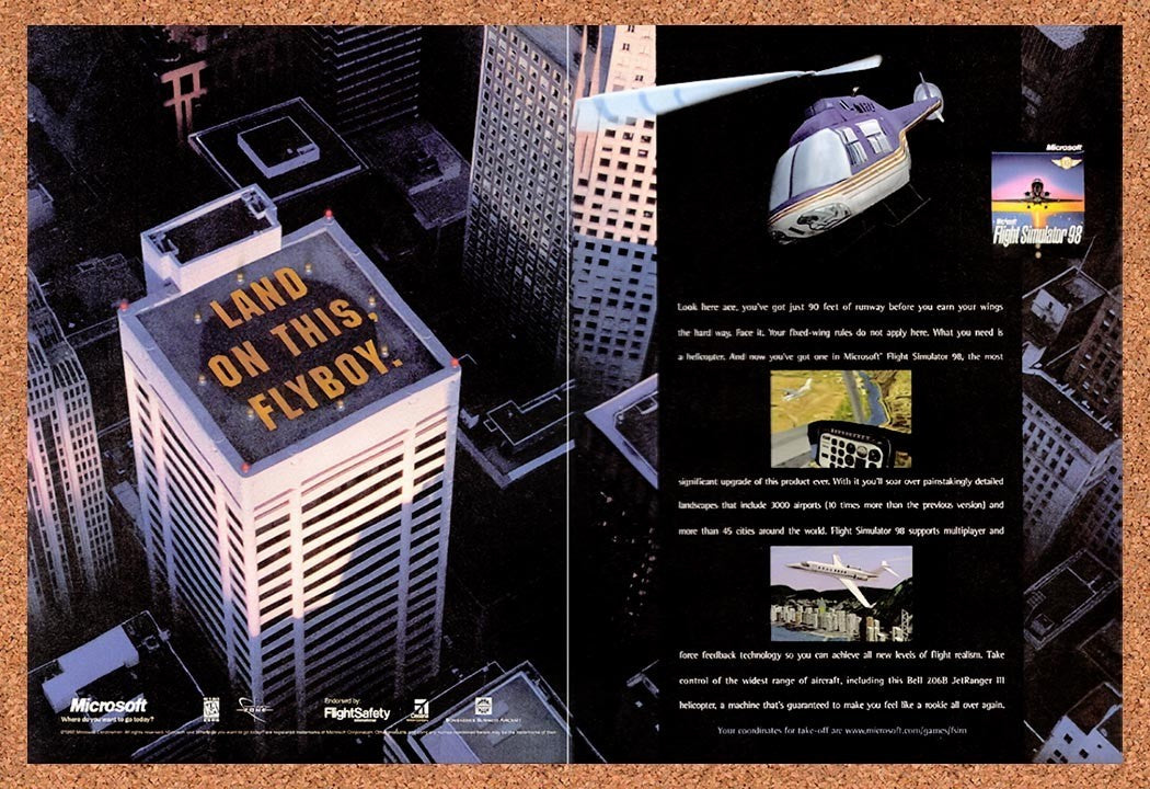 1997 Flight Simulator 98 PC Original Advertisement / Retro Promo v1