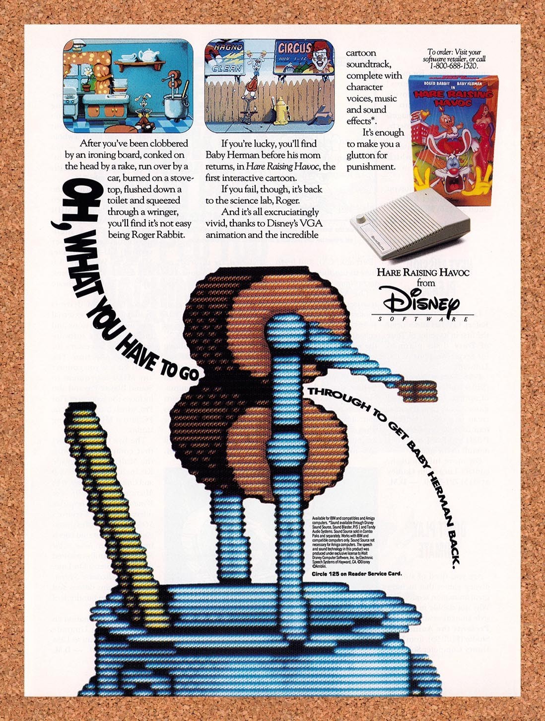 1992 Hare Raising Havoc Roger Rabbit IBM Original Advertisement / Retro Promo v1