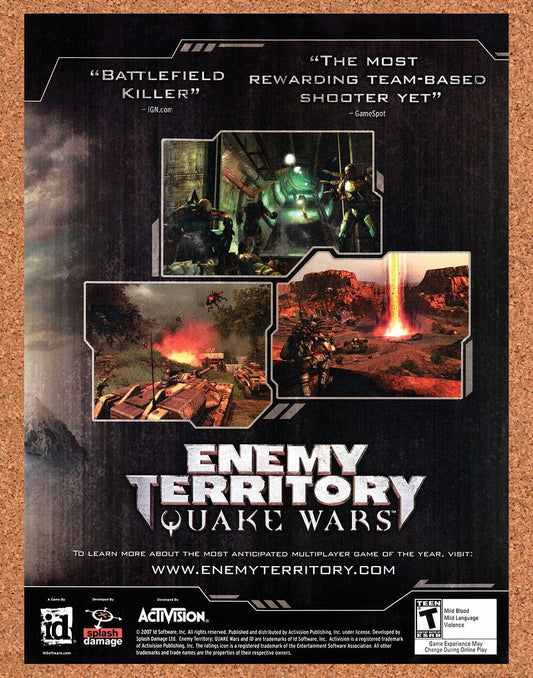 Enemy Territory Quake Wars PC Original 2006 Vintage Ad - Video Game Art Promo