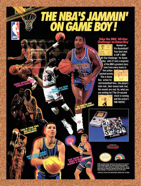 1991 NBA All-Star Challenge Game Boy Original Advertisement / Retro Wall Art v1