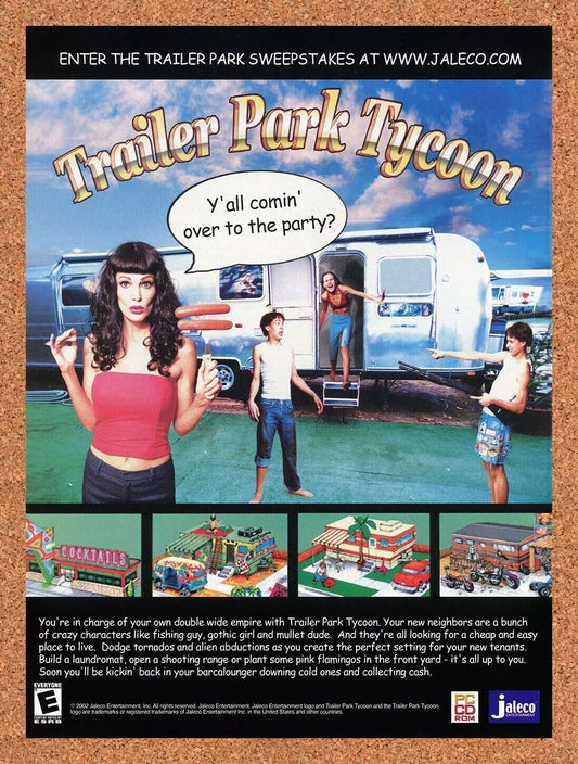 Trailer Park Tycoon PC Original 2003 Ad Authentic Funny Video Game Promo