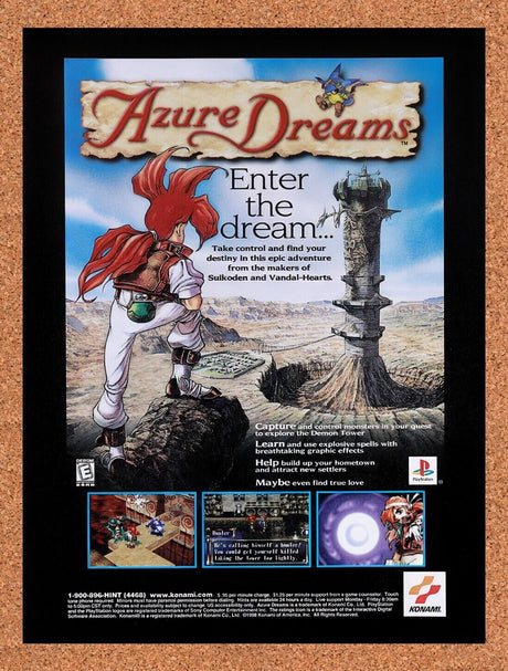 1998 Azure Dreams PS1 Original Advertisement / Retro Wall Art v1