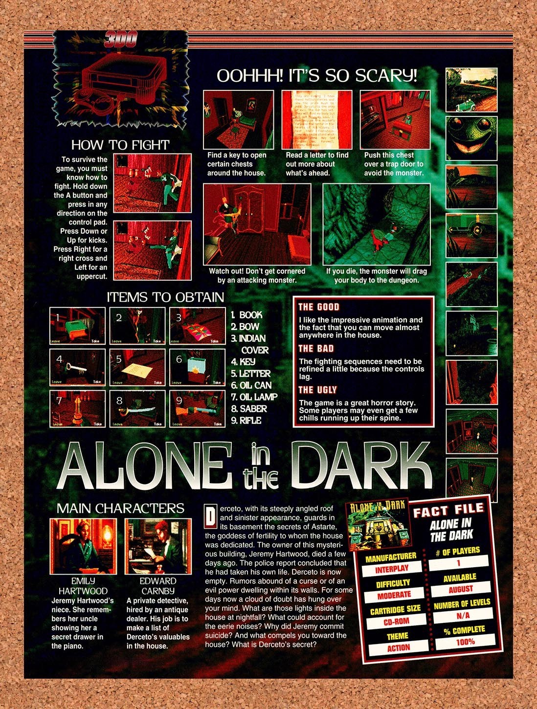 1994 Alone In The Dark 3DO Original Advertisement / Retro Promo vr2