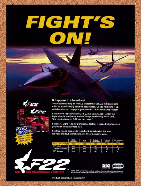 1998 F-22 Air Dominance Fighter PC Original Advertisement / Retro Promo v1