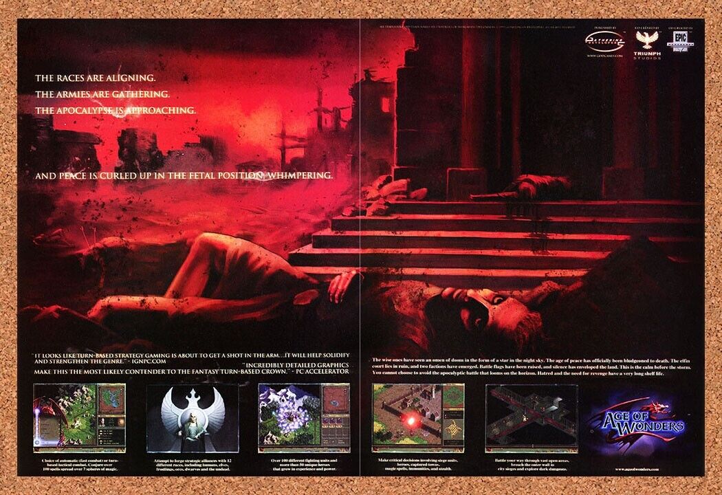 Age Of Wonders PC Original 1999 Ad Print Authentic Strategy RPG Video Game Promo