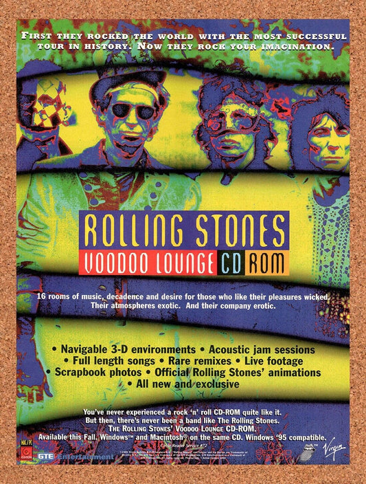 Rolling Stones Voodoo Lounge PC Original 1994 Vintage Ad - CD-ROM Promo