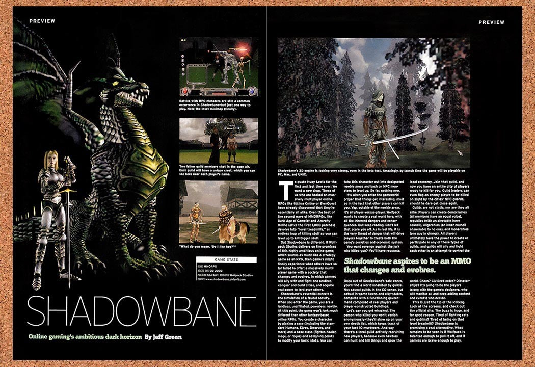 2002 Shadowbane PC Original Advertisement / Retro Promo vr2