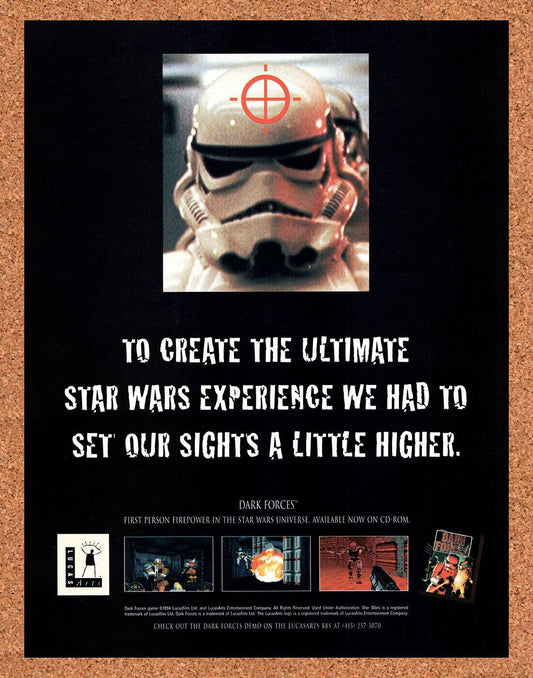 Star Wars Dark Forces PC Original 1994 Vintage Ad - Video Game Promo