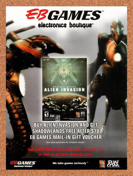 2004 Anarchy Online Alien Invasion EB Games Original Advertisement / Promo v2
