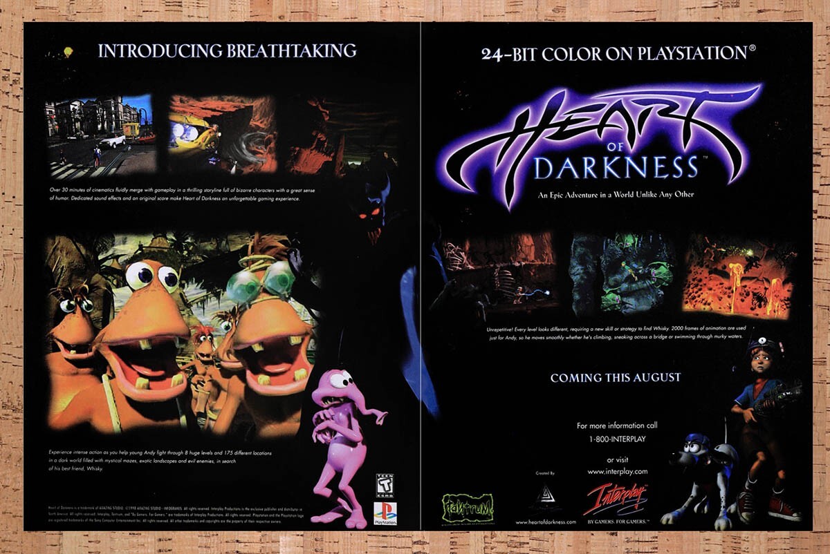 1998 Heart Of Darkness PS1 Original Advertisement / Retro Wall Art v3