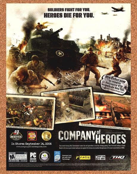 Company Of Heroes Original 2006 Print Ad Authentic Big Box PC Video Game Promo