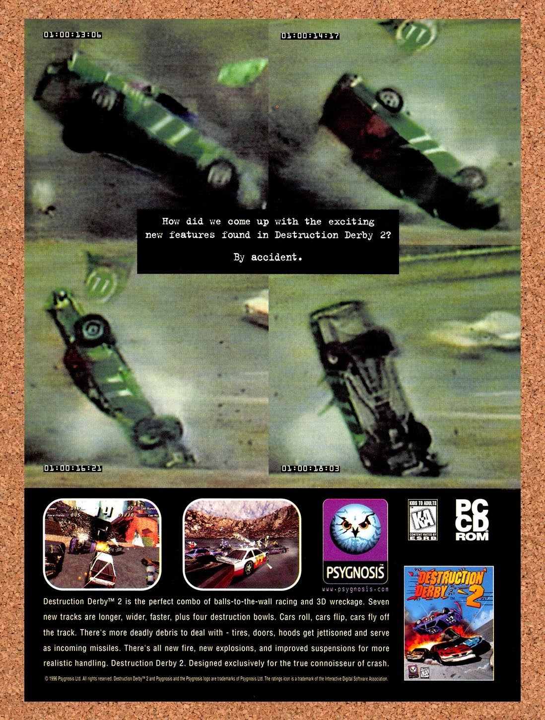 1997 Destruction Derby 2 PC Original Advertisement / Retro Promo v1
