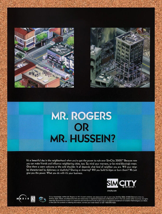 1998 Sim City 3000 PC Original Advertisement / Retro Wall Art v2