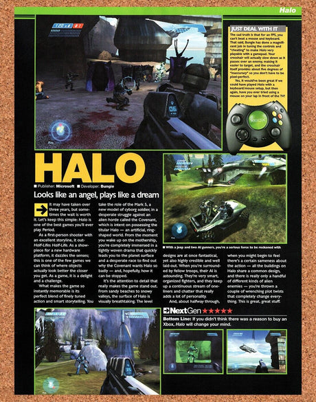 Halo Xbox Original 2002 Vintage Ad - Video Game Duke Controller Review Promo