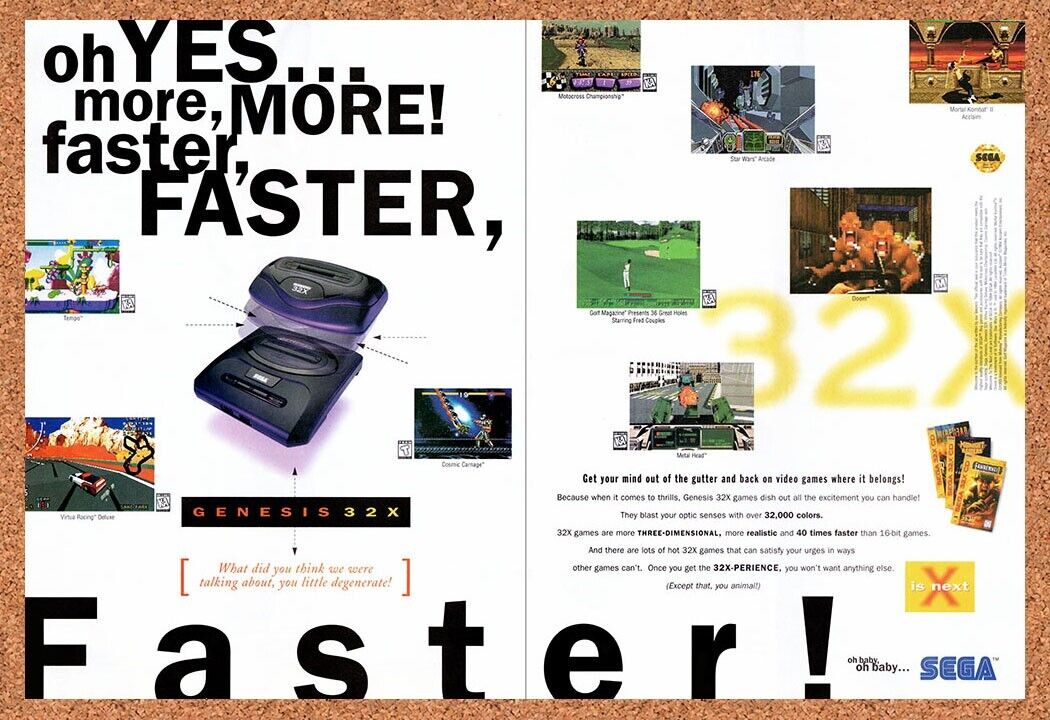1995 Sega 32x Console Original Advertisement / Retro Wall Art v5