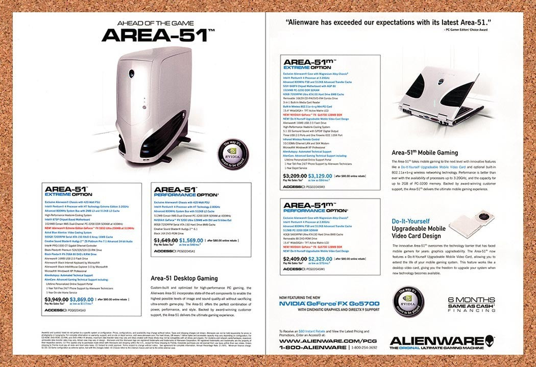2004 Alienware The Original Area-51 Extreme nVidia Original Ad / Promo v7
