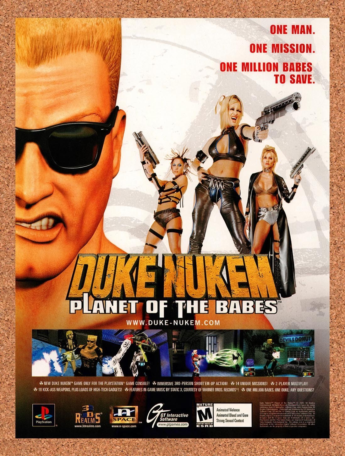 2000 Duke Nukem Planet Of The Babes PS1 Original Advertisement / Retro Promo v2