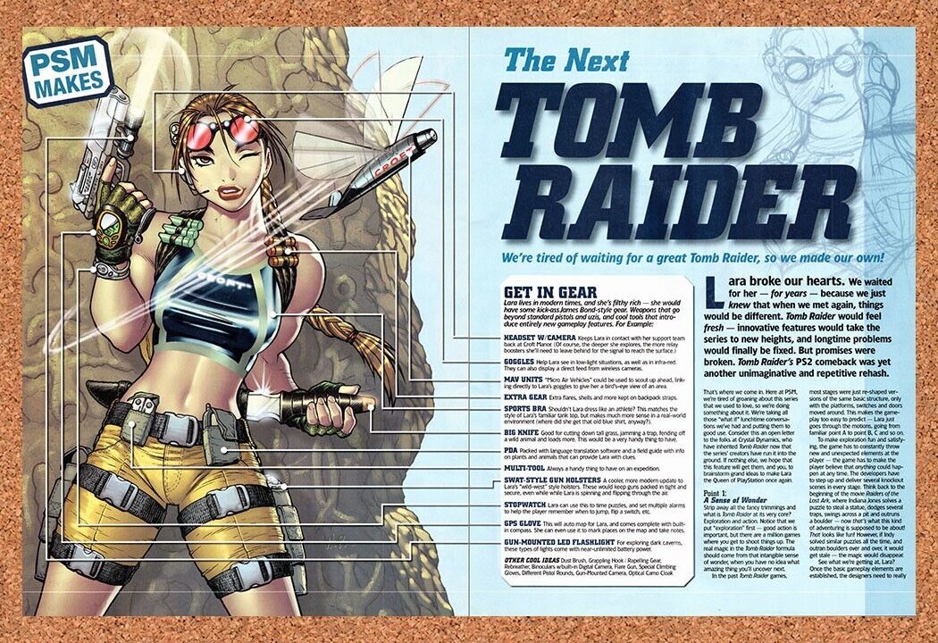 Tomb Raider Original 2002 Vintage Ad - PSM Makes Lara Croft Review Promo