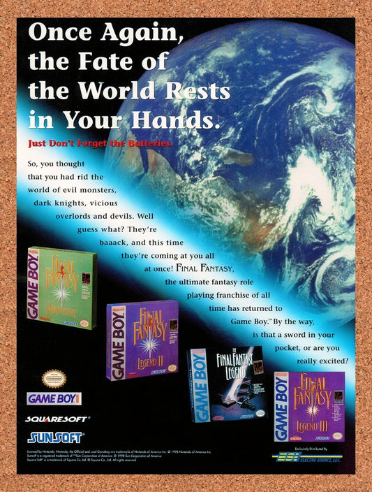 1997 Final Fantasy Game Boy Games Original Advertisement / Retro Wall Art v6