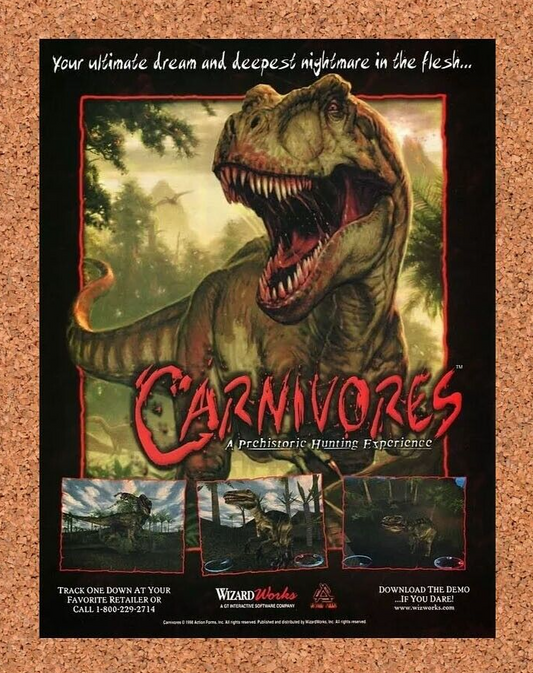 Carnivores PC Original 1998 Ad Authentic Windows Hunting Video Game Promo