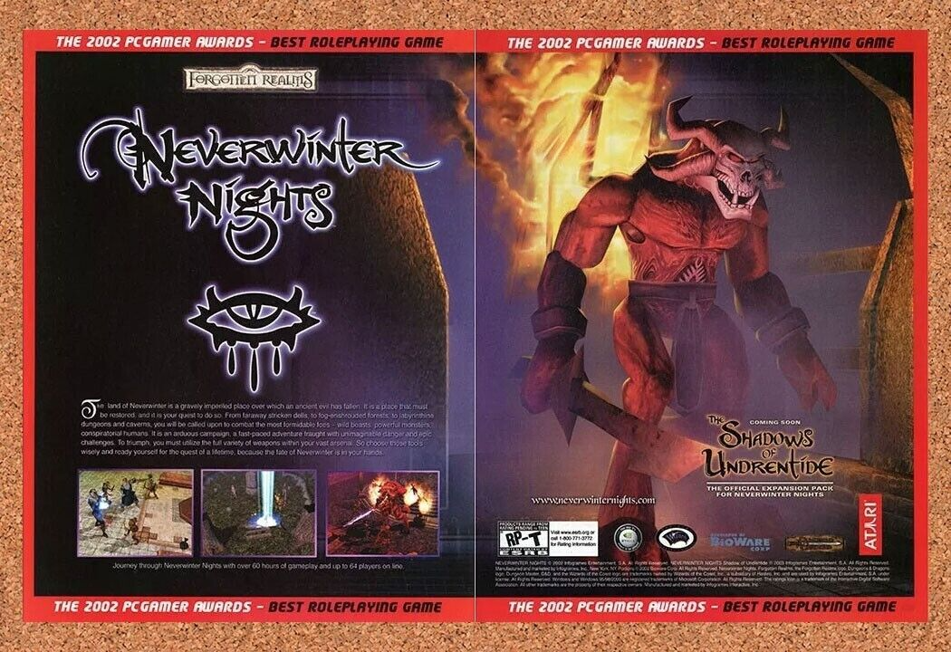 Neverwinter Nights PC Underentide Original 2004 Ad Authentic Video Game Promo v1