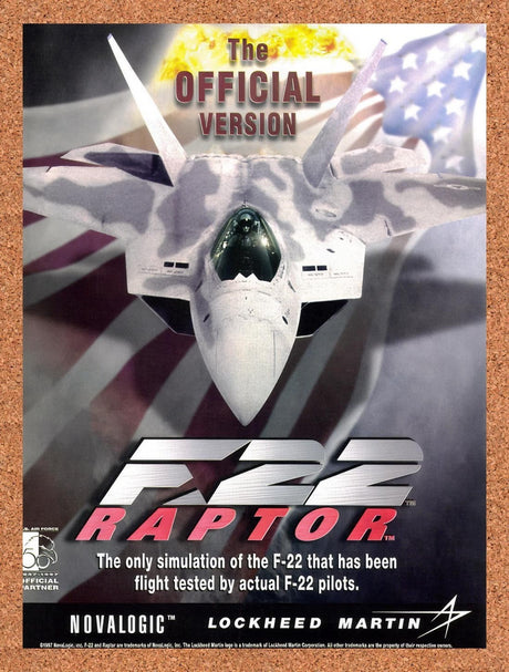 1997 F-22 Raptor Flight Simulator Original Advertisement / Retro Promo v1